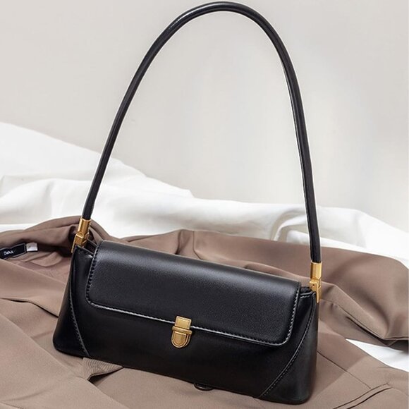 Vintage Small Black Shoulder Bag for Women Zipper Closure and Classic Design - Picture 3 of 7